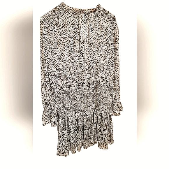 NWT Zara Mini Dress Animal Print Size XL With Metallic Thread - Picture 2 of 3